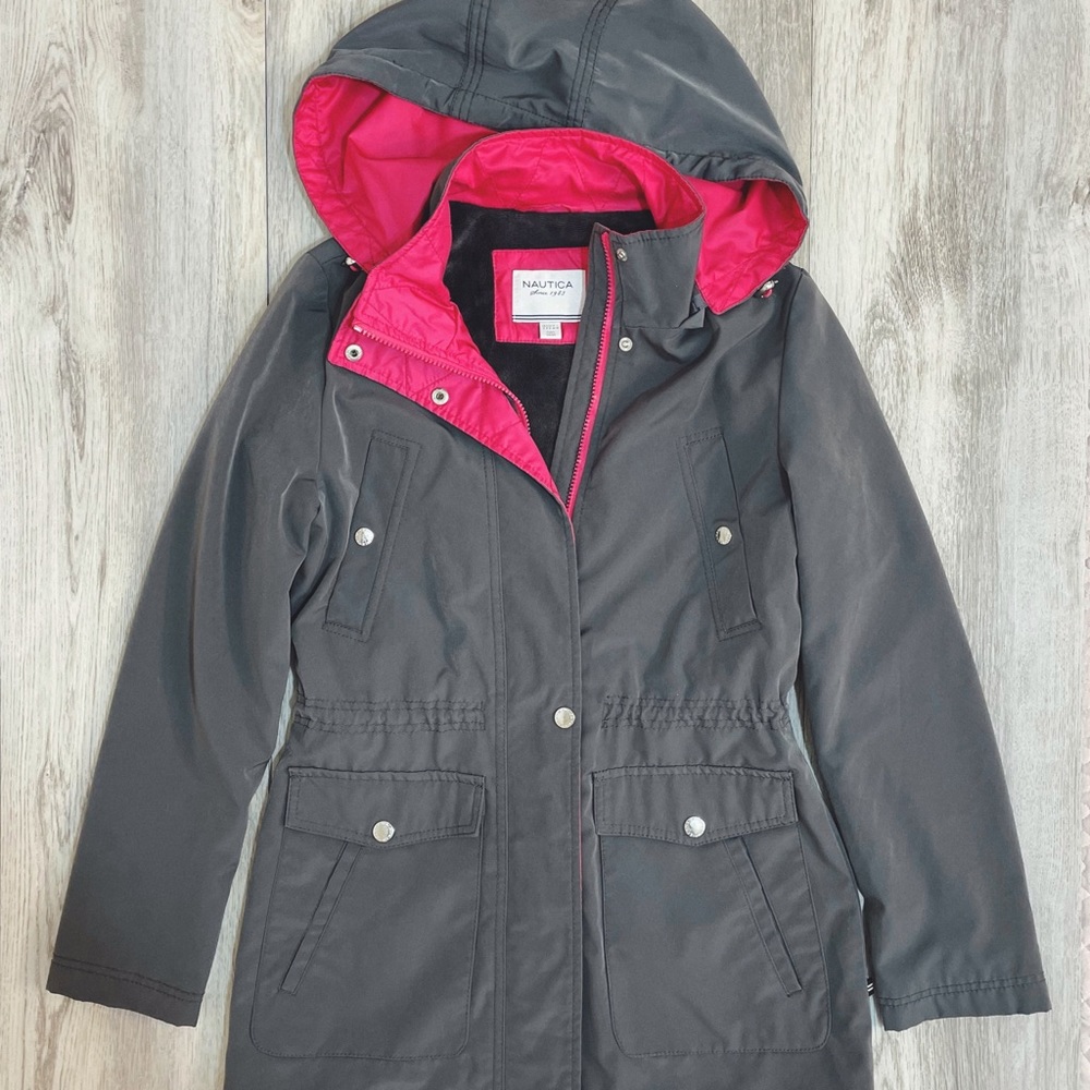 NAUTICA Hooded Utility Rain Jacket sz S